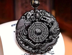 Náhrdelník z Obsidiánu Drak & Fénix 4,5cm